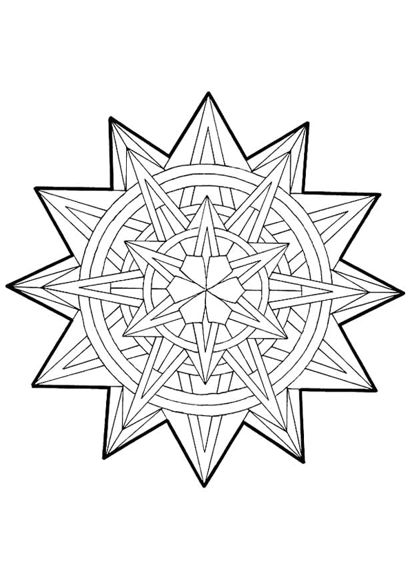 Coloriage d'un mandala étoilé sur fond blanc