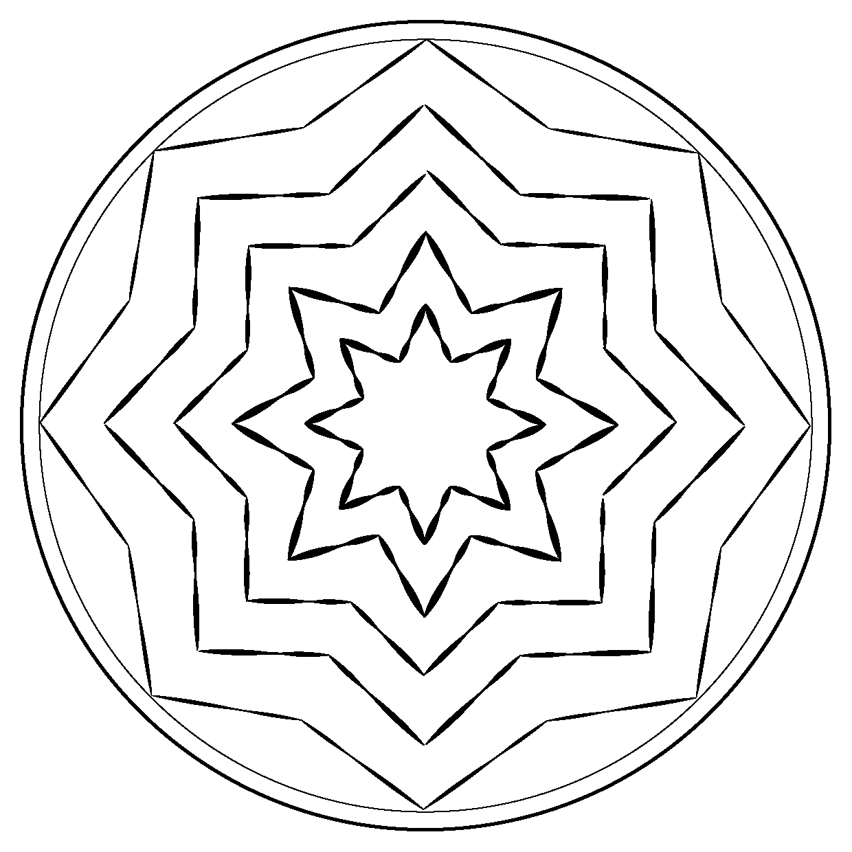 Coloriage d'un mandala en forme d'étoile à motifs floraux et géométriques