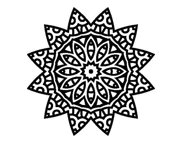 Coloriage d'un mandala étoilé avec motifs géométriques