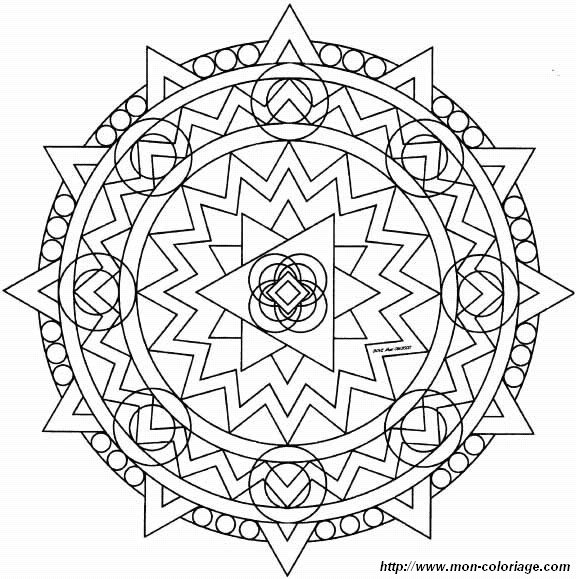 Coloriage de mandalas en forme d'étoile à motif géométrique