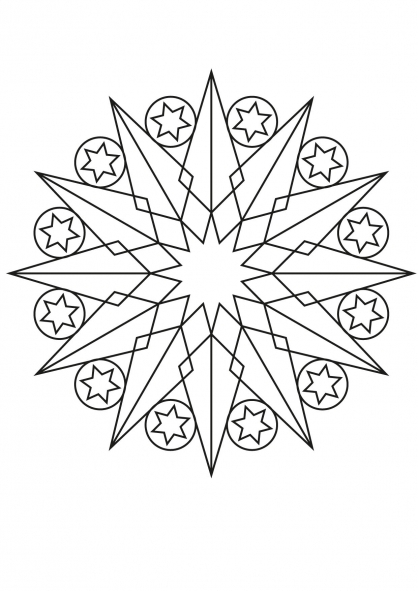 Coloriage de mandalas en forme d'étoile à motifs élaborés