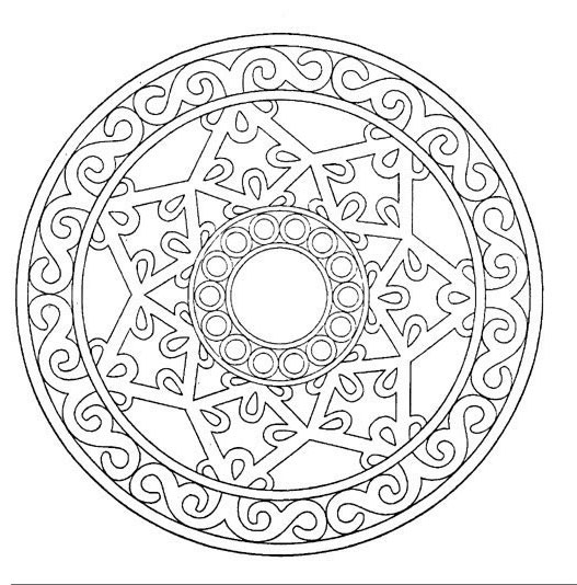 Coloriage de mandala en forme d'étoile avec motifs géométriques