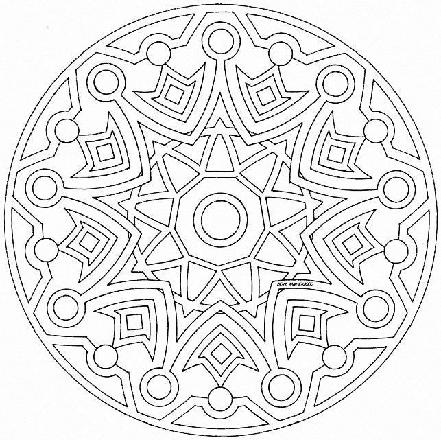Coloriage d'un mandala en forme d'étoile avec des motifs floraux