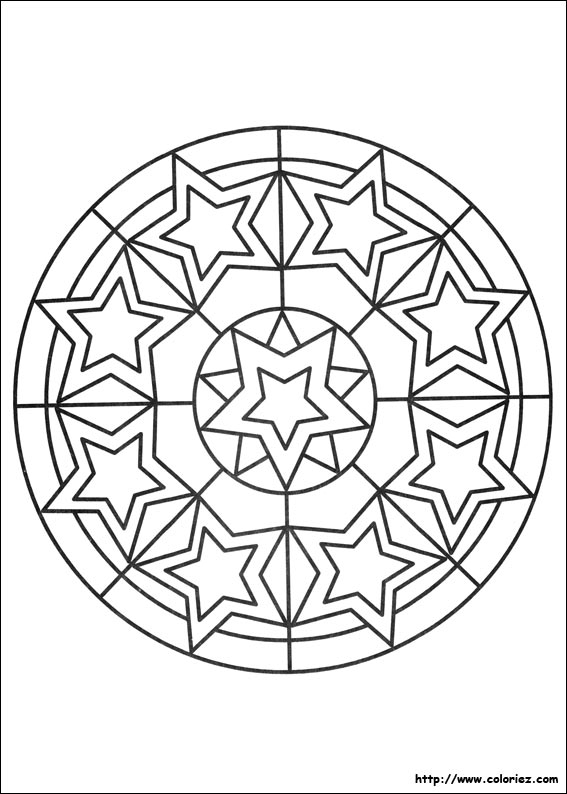Coloriage de mandalas en étoile avec motifs géométriques