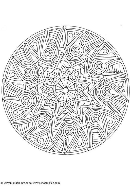 Coloriage de mandalas en forme d'étoile sur fond blanc