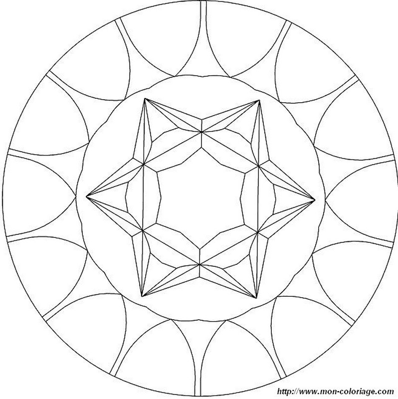Coloriage de mandalas étoile avec motifs géométriques