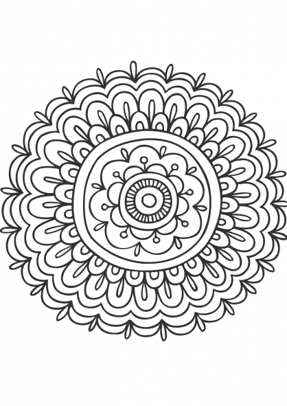 Coloriage de mandalas fleuris avec motifs géométriques