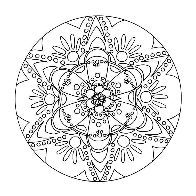 Coloriage de mandalas en fleurs avec motif détaillé