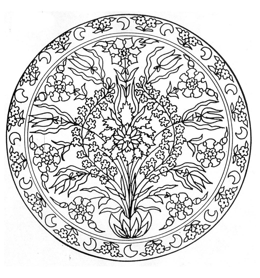 Coloriage de mandalas fleuris avec motifs symétriques Coloriage de mandalas fleuris avec motifs symétriques
