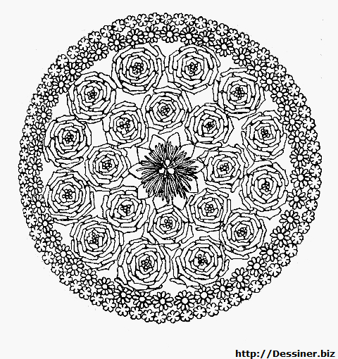Coloriage de mandalas fleuris avec motifs géométriques