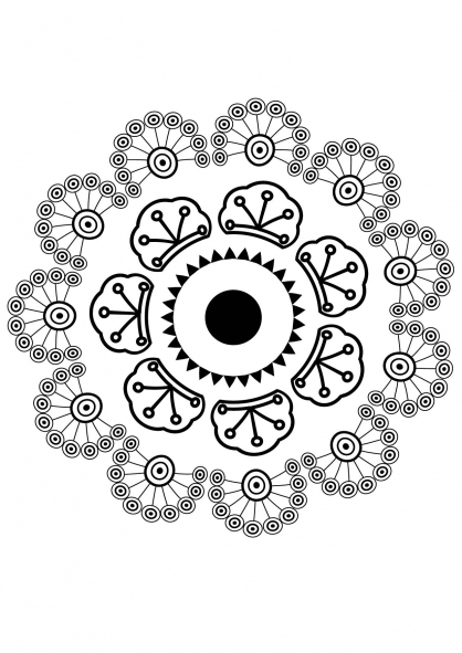 Coloriage de mandalas fleurs avec motifs entrelacés Coloriage de mandalas fleurs avec motifs entrelacés