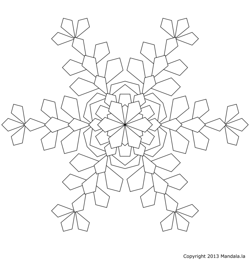 Coloriage de mandala flocon avec motifs géométriques