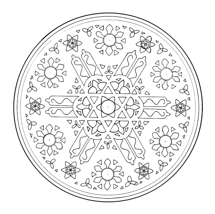 Coloriage de mandalas en forme de flocon de neige