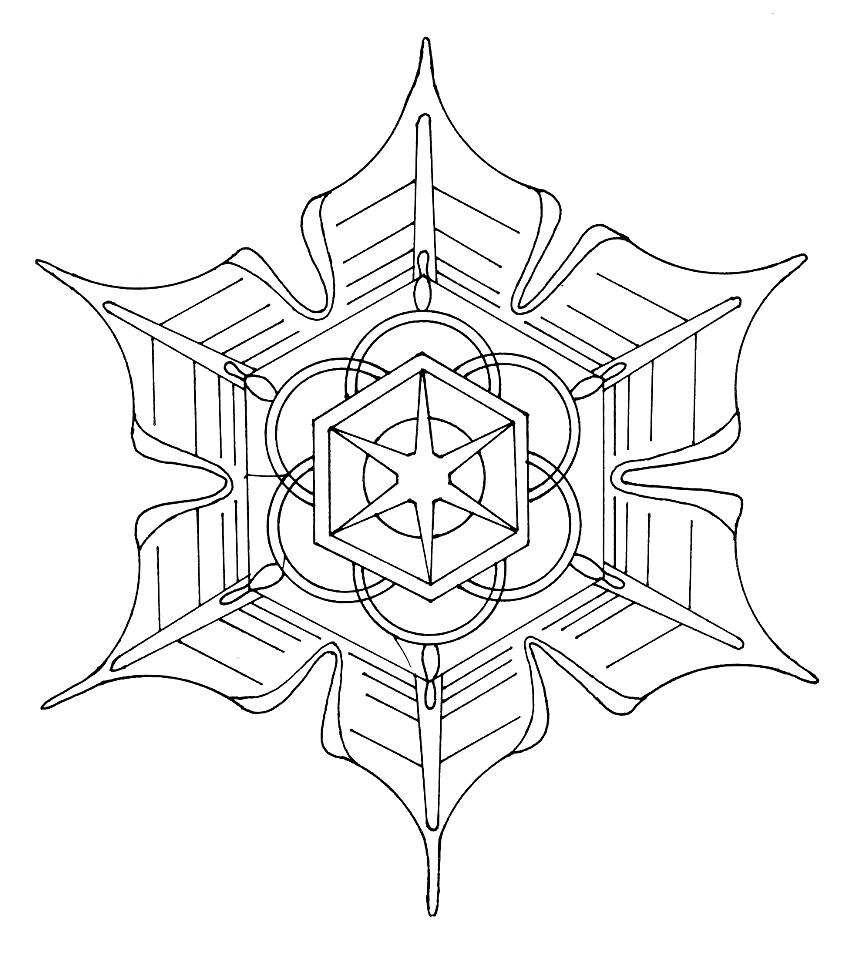 Coloriage de mandalas en forme de flocon de neige