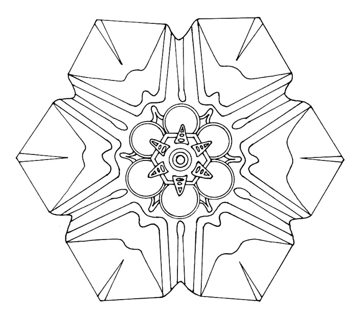 Coloriage de mandalas en forme de flocon de neige