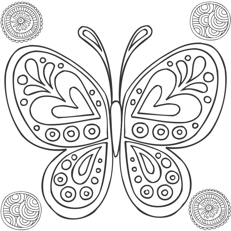 Coloriage de mandalas représentant des papillons dans un design élaboré Coloriage de mandalas représentant des papillons dans un design élaboré