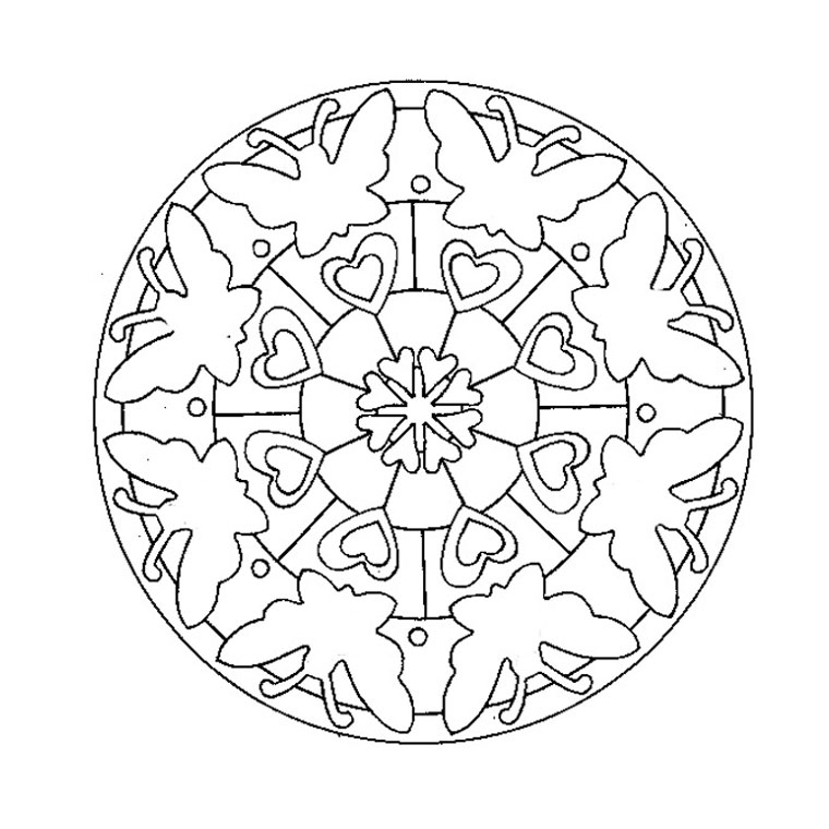 Coloriage d'un mandala en forme de papillon avec motifs détaillés Coloriage d'un mandala en forme de papillon avec motifs détaillés