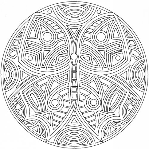 Coloriage d'un mandala en forme de papillon avec motifs détaillés Coloriage d'un mandala en forme de papillon avec motifs détaillés
