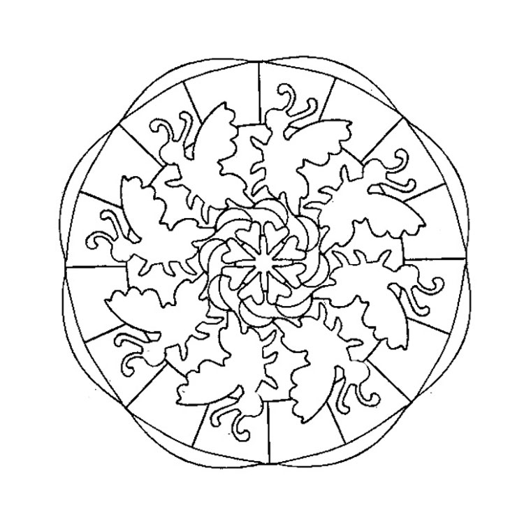 Coloriage de mandalas représentant des papillons dans un motif floral Coloriage de mandalas représentant des papillons dans un motif floral