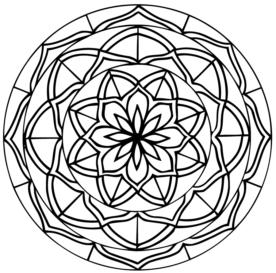 Un mandala pour enfants à colorier, rempli de formes et de motifs variés