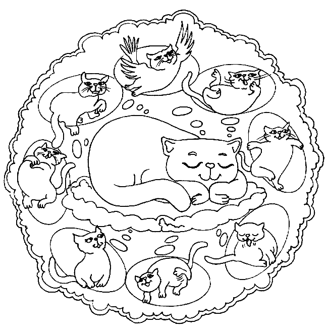 Coloriage d'un mandala pour enfants avec motifs floraux et géométriques