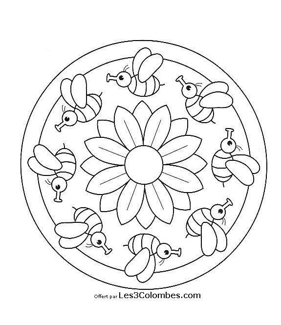 Coloriage de mandalas pour enfants avec motifs géométriques