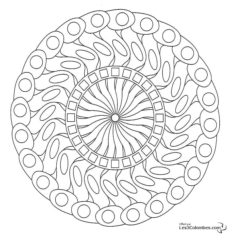 Coloriage de mandalas pour enfants avec motifs géométriques