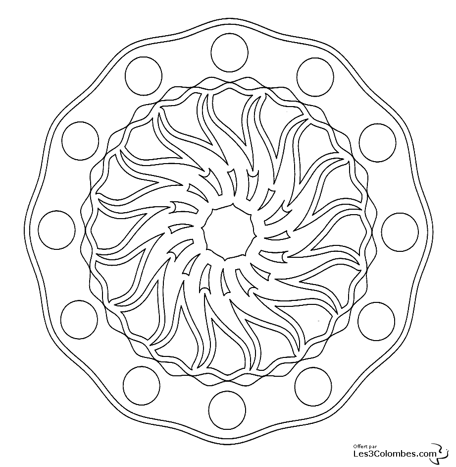Coloriage de mandalas pour enfants avec motifs géométriques