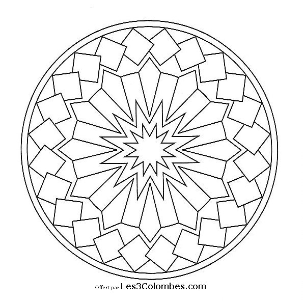 Un mandala pour enfants à colorier avec des motifs floraux et géométriques