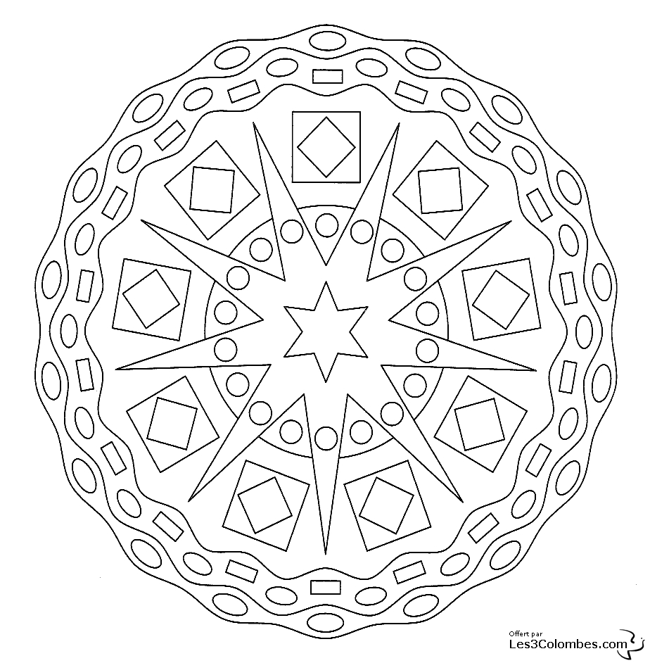 Coloriage de mandalas pour enfants avec motifs géométriques