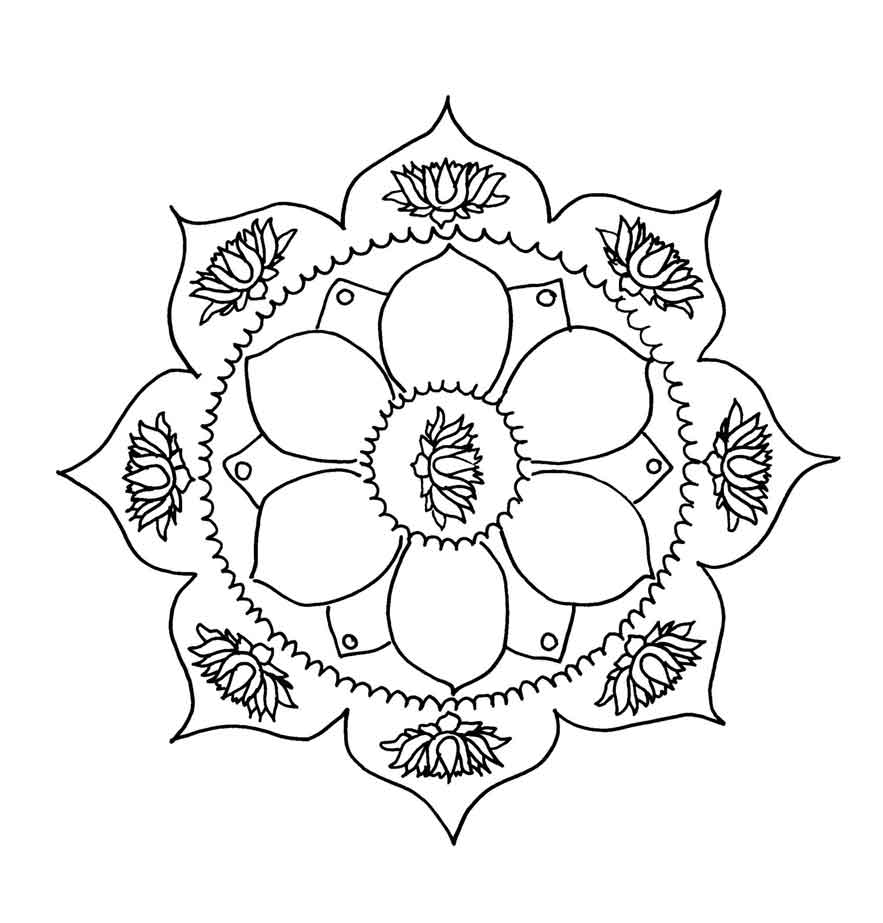 Mandala pour enfants à colorier avec motifs géométriques