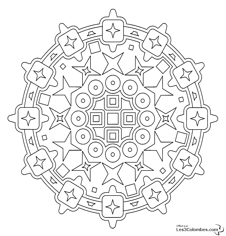 Coloriage de mandalas pour enfants avec motifs géométriques variés