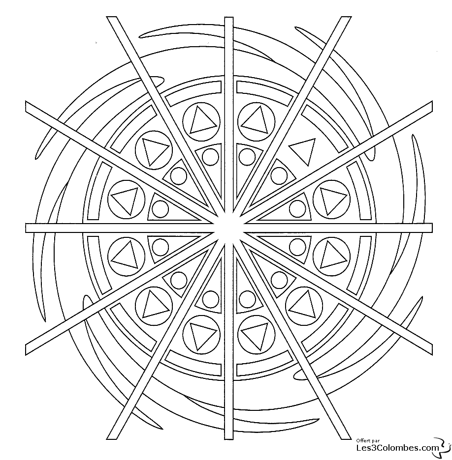 Mandala pour enfants à colorier avec motifs géométriques