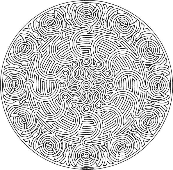 Mandala complexe à colorier avec motifs géométriques et floraux Mandala complexe à colorier avec motifs géométriques et floraux
