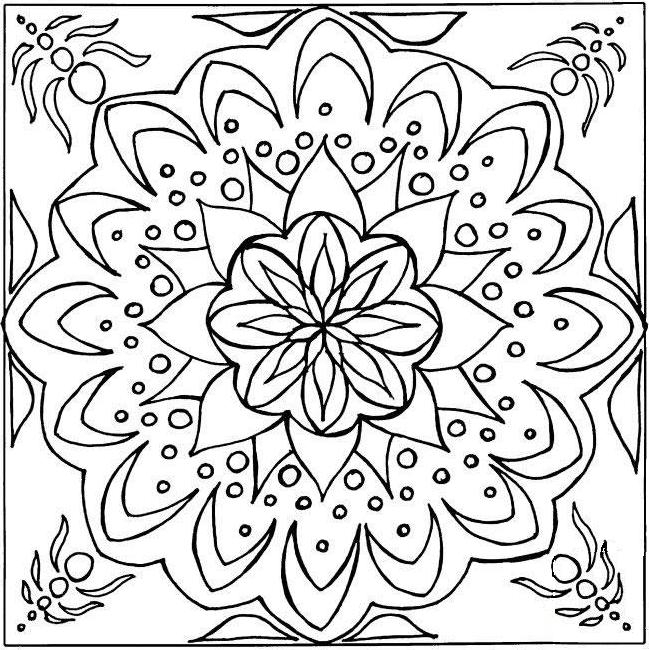 Un mandala complexe à colorier avec des motifs géométriques et floraux Un mandala complexe à colorier avec des motifs géométriques et floraux