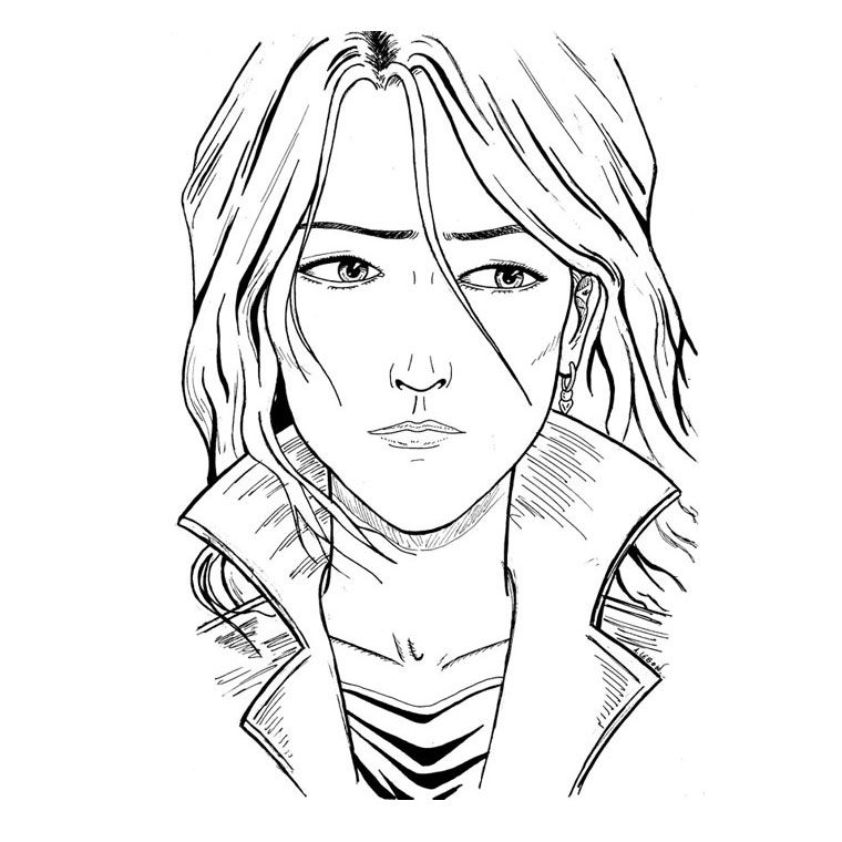 Personnage de manga en pleine action avec un décor dynamique