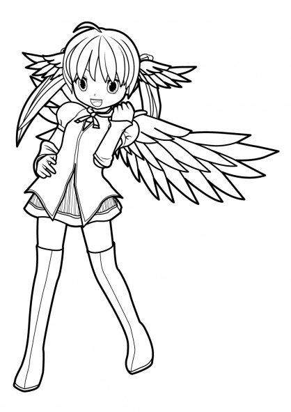 Personnage de manga en pleine action dans un décor dynamique