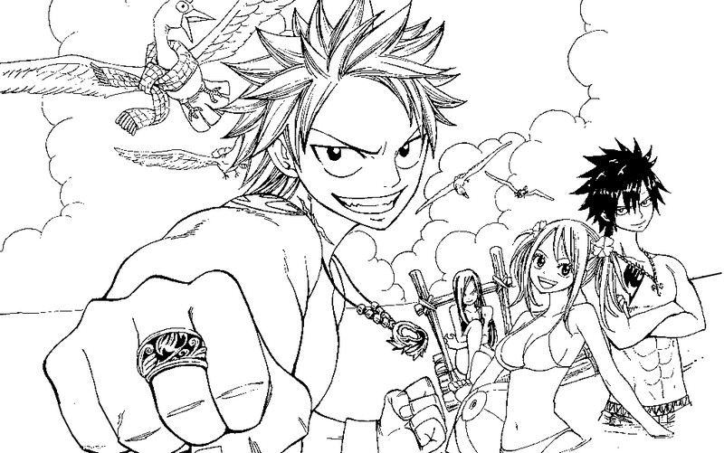 Un groupe de personnages de mangas se rassemblent autour d'une table