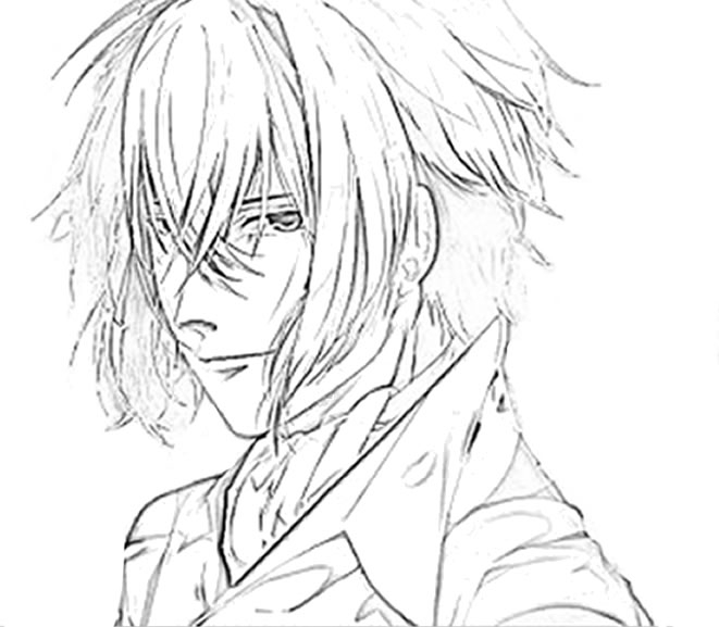 Personnage de manga en pleine action avec arrière-plan stylisé