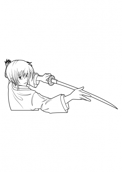 Un personnage de manga en pleine action sur un fond stylisé