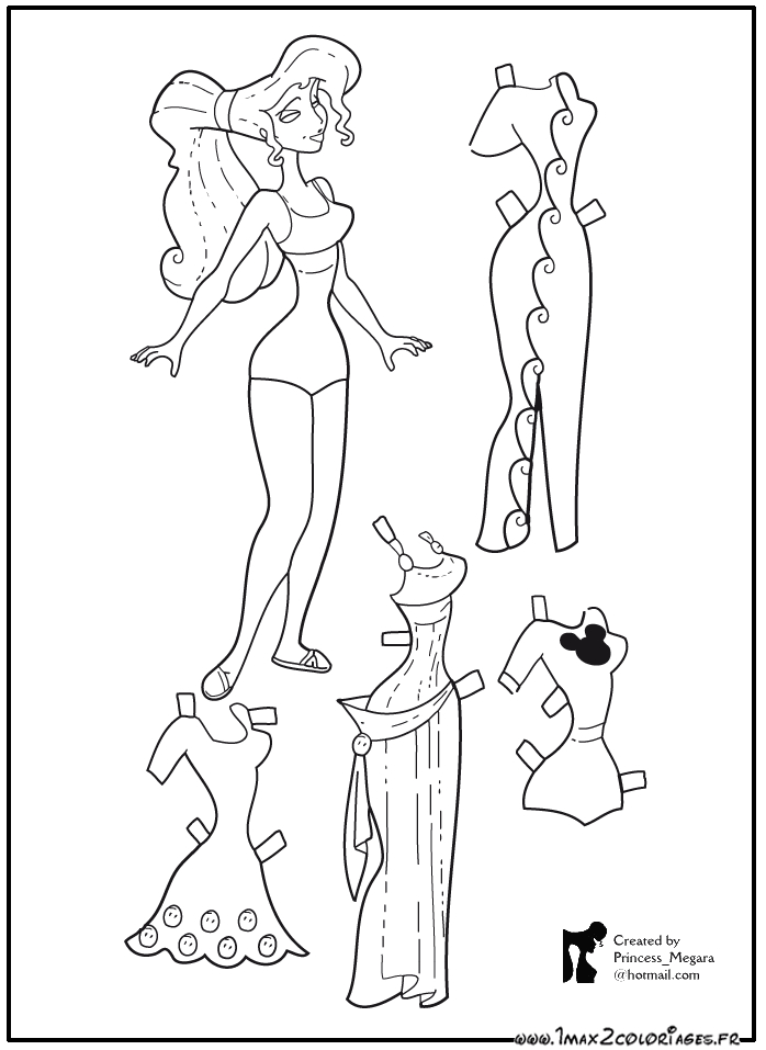 Coloriage d'un mannequin dans une pose dynamique avec des accessoires de mode