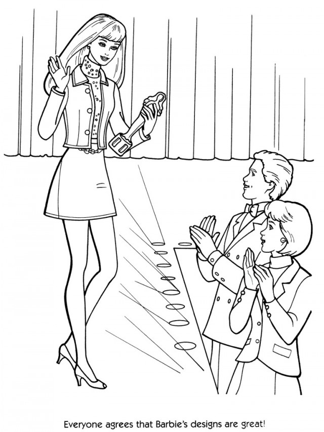 Coloriage d'un mannequin en pleine pose sur un podium