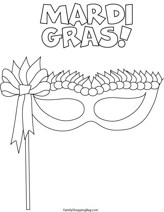 Coloriage de Mardi Gras avec masques et décorations festives
