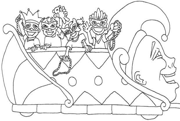 Coloriage de personnages masqués célébrant Mardi Gras