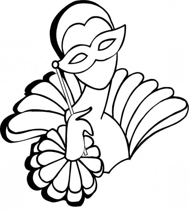 Scène de Mardi Gras avec un masque et des plumes colorées