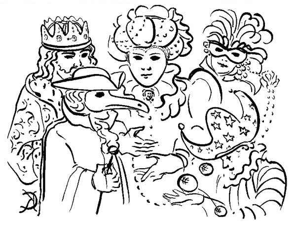 Masques et costumes de Mardi Gras dans un décor festif
