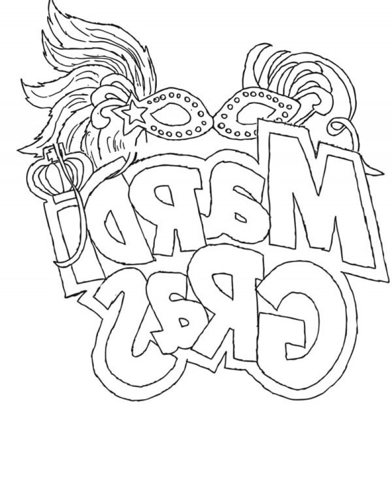 Coloriage de carnaval avec un masque et des plumes
