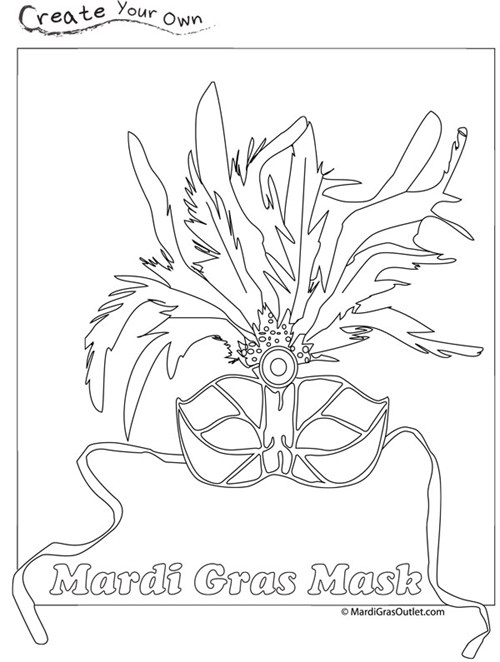 Coloriage de personnages célébrant le Mardi Gras avec des masques et des confettis