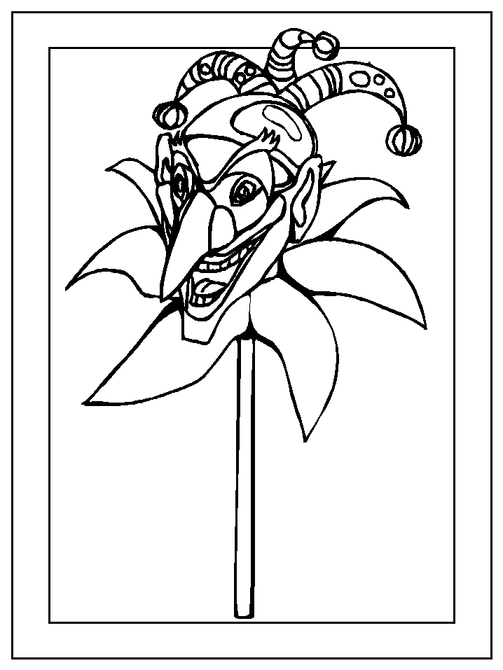 Coloriage de Mardi Gras avec un masque et des plumes