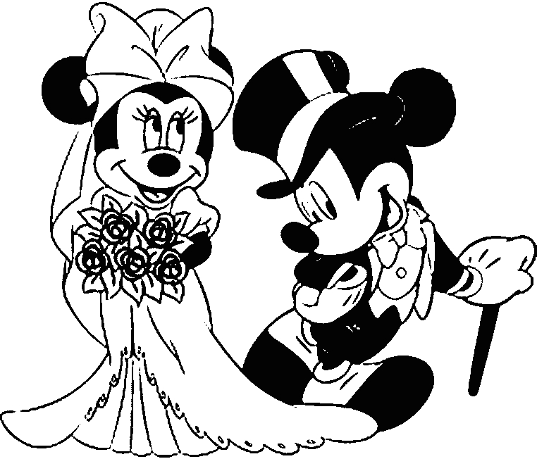 C coloriage d'un couple de mariés sous un décor floral